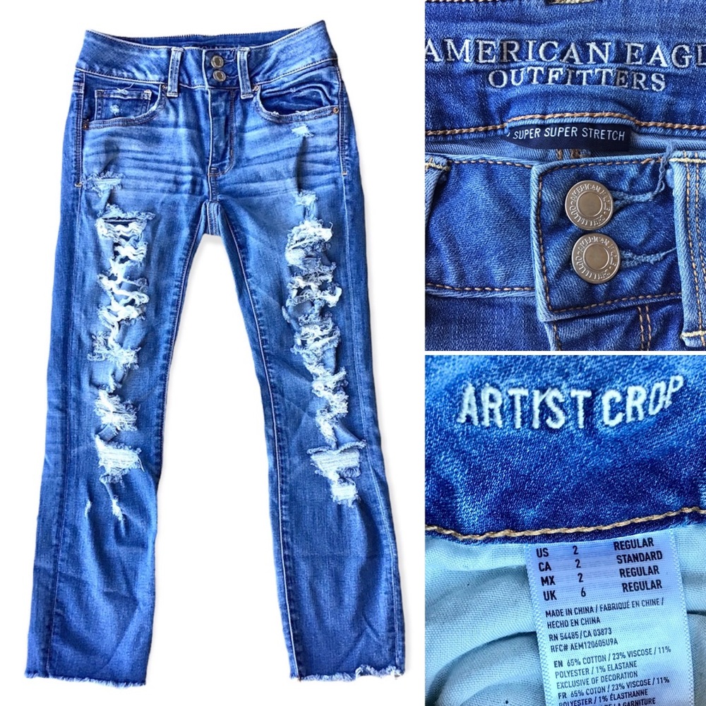 AMERICAN EAGLE | Artist Crop Super Stretch Destroyed